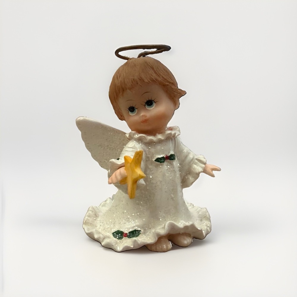 Vintage Morehead Holly Babes Angel Holding Star Christmas Figurine